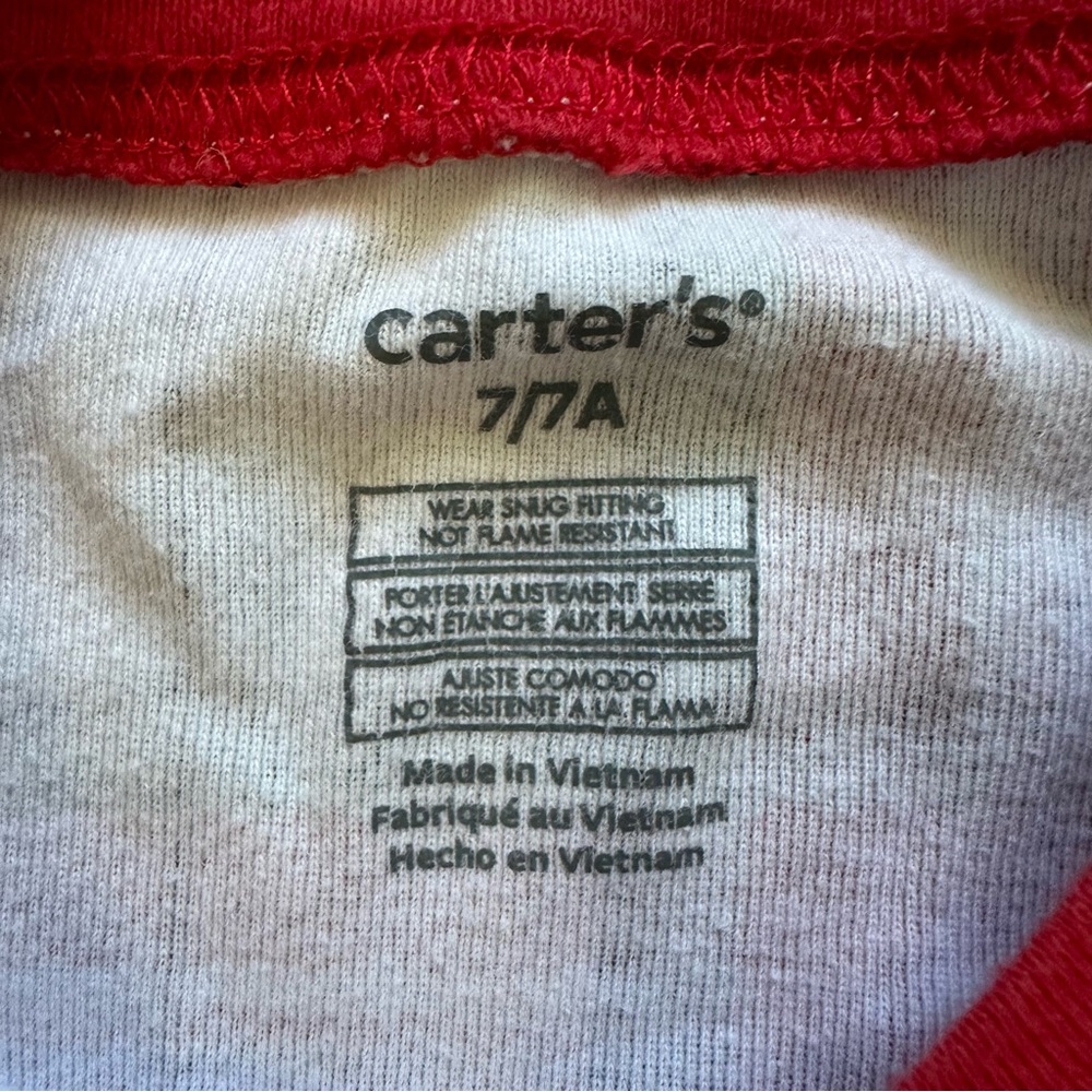 2pc Carter’s Size 7 7A Long Sleeve Cotton Christmas Holiday Plaid Pajamas EUC! - Picture 3 of 7